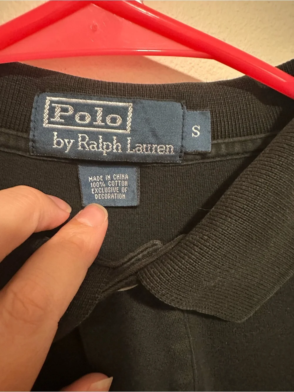 Ralph Lauren Black Polo with Red Pony Embroidery - Size Small